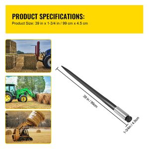 Punta per balle di fieno da 39 pollici, capacità 3600 libbre, attacco rapido, per balle quadrate, punta da 1 3/4 pollici, nera, accessori per macchine edili - Product Image 3