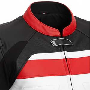 Veste de moto en cuir véritable de nouvelle conception avec logo personnalisé et couleur imprimée, imperméable, respirante, en Cordura, unisexe - Product Image 5