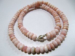 Natural Pink <b>Opal</b> Rondelle Faceted 6-7mm Color Beaded <b>Necklace</b> Magnetic Clasp - Product Image 3