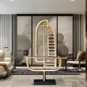 Multi Functional Square and brass metal with <b>stand</b> Modern Metal Sculpture Iron Abstract Statue Ornament Home Decor - Product Image 3