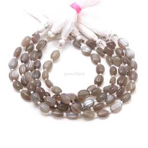 AAA Grey Moonstone Carved Oval Gemstone <b>Beads</b> Hand Carved Natural Moonstone <b>Beads</b> Loose Stone <b>Bead</b> For Jewelry Making 8 Inches - Product Image 6