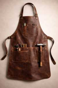 Chef <b>Kitchen</b> Workwear OEM ODM Bulk Supply High Quality Leather <b>Apron</b> with Tool Pockets LPN-0276 - Product Image 3