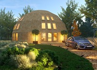 Kit de structure de dôme MOON HOUSE de 45' de diamètre, 2345 pieds carrés, préfabriqué en bois + Livraison gratuite