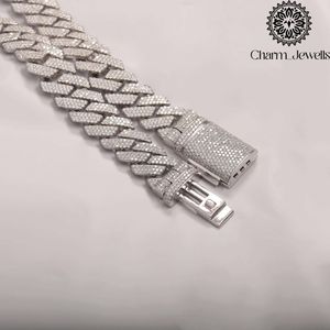 Collar Unisex de Moissanita Charm Jewells, Cadena Figaro, Plata 925, Chapado en Oro de 14K, Certificado IGI, Estilo Hiphop de Lujo para Fiestas - Product Image 2