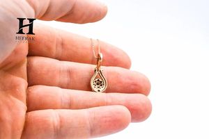 Elegant Teardrop Diamond Cluster <b>Pendant</b> Necklace in <b>Solid</b> <b>Gold</b> – Fine Jewelry by Heerak Diamonds - Product Image 3
