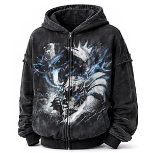 Sudadera con capucha personalizada unisex de forro polar para invierno, corte regular, con logo impreso DTG, estilo urbano, chaqueta lisa - Product Image 3