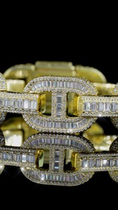 Cadena de Eslabones Ancla Marinera de Plata 925 con Moissanita VVS y Diamantes Baguette, Estilo Hip Hop, Chapado en Oro, Venta al por Mayor - Product Image 3