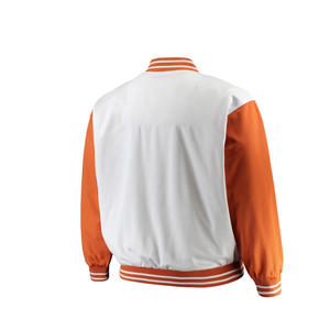 Chaqueta Varsity Blanca y Naranja para Hombre, Estilo Preppy, Cuello Camisero, Corte Regular, para Otoño - Product Image 6