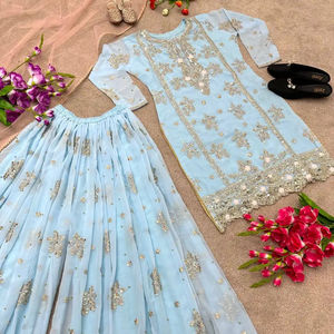 Presentamos un Nuevo Traje de Diseñador de Alta Calidad para las 4 Estaciones, con Top, Pantalón y Dupatta, con Bordado Intenso, Vestido Tradicional - Product Image 1