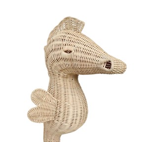 Ornement tissé en rotin en forme de tête de hippocampe pour chambre de bébé, décoration aquatique sculptée en matériau végétal naturel pour enfants - Product Image 2