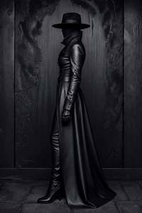 Robe corset en cuir véritable noir avec longue cape et laçage sur le devant, robe longue de Eoin Winston Sports, fabriquée au Pakistan - Product Image 2