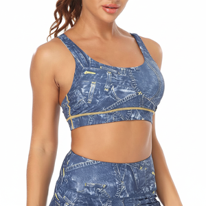 Women Strappy Sublimated Sports Yoga Bra Fitness Workout <b>Running</b> Cross Back Bra with Removable <b>Pads</b> - Product Image 1