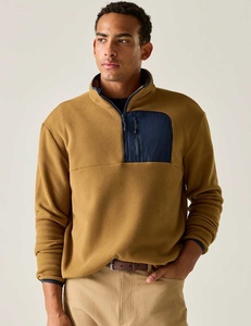 Chaqueta de Forro Polar para Hombre, Invierno, Media Cremallera, Poliéster Reciclado, Bolsillos en Contraste, Logotipo Personalizado 2026 - Product Image 1