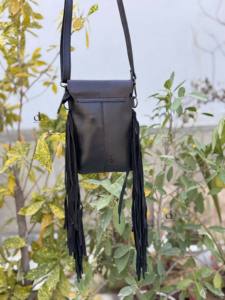 Nouveau design sac à main pour téléphone sac à main véritable fourrure de vachette à frange usinée à la main sculpture sac à bandoulière sacs de petite taille pochette à bracelet sac à bandoulière - Product Image 4