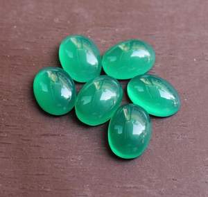 10 piezas de cabujones de ónix verde natural, piedras preciosas ovaladas de base plana, piedra pulida de alta calidad para la fabricación de joyas al por mayor - Product Image 2