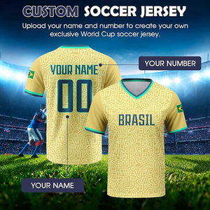 เสื้อฟุตบอลทีมชาติบราซิลแบบคอวี แขนสั้น ระบายอากาศได้ดี ผลิตจากโพลีเอสเตอร์ สำหรับผู้ใหญ่ - Product Image 3