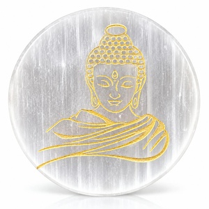 สินค้ามาใหม่ แผ่นคริสตัลเซเลไนต์ทรงกลมขัดเงาขนาด 3 นิ้ว สลักลายพระพุทธรูปเพื่อการสวดมนต์ สำหรับตกแต่งบ้าน - Product Image 1
