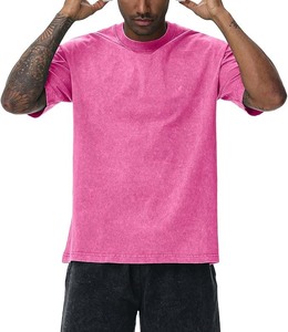 T-shirt en coton rose délavé vintage pour homme, surdimensionné, respirant, vente en gros directe d'usine, fabriqué au Pakistan - Product Image 3
