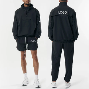 Men's <b>Black</b> Lightweight Polyester Casual <b>Jogger</b> Pants With Elastic Waist And Side Pockets Ankle-Length Fit Spring Wear - Product Image 1
