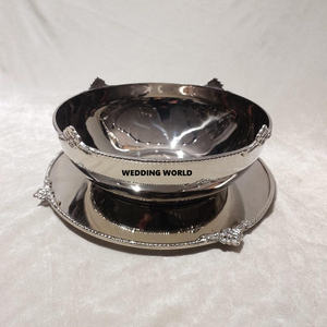 Tazón de Chocolate de Metal con Diseño Floral de Lujo, Bañado en Níquel Brillante, Decorativo para Ramadán - Product Image 1