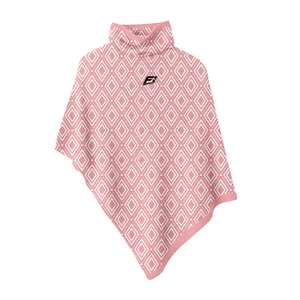 Poncho en tricot à col roulé pour femme, automne-hiver, rose, motif géométrique en losanges, châle asymétrique, cape - Product Image 1