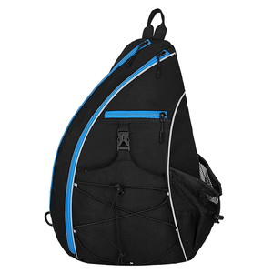 Crossbody Nylon Sport <b>Backpack</b> With Zipper Closure <b>Water</b> <b>Resistant</b> Black Bag For Outdoor Activities - Product Image 1