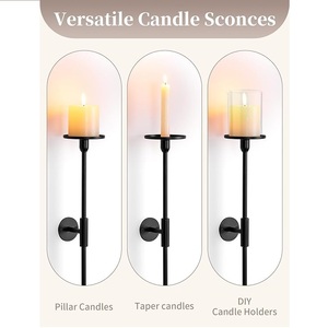 Candelabro de Hierro Hecho a Mano de 3 Brazos para Montar en la Pared, Diseño Moderno Negro Multifuncional para Decoración del Hogar, Bodas y Festivales - Product Image 4