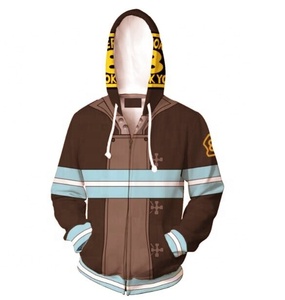 Sweat-shirt à capuche zippé pour homme, rayé marron et bleu, décontracté, imprimé par sublimation, coupe classique, pour l'automne - Product Image 1