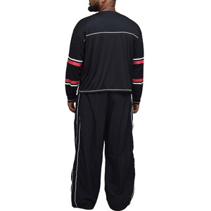 Premium Black Red Custom Long Sleeve Mens <b>Hip</b> Hop American Football Jersey Sports Uniform V Neck Breathable Oversized Training - Product Image 2