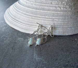 White Opal <b>Earrings</b> Sterling <b>Silver</b> Sparkly Flash Opal <b>Earrings</b> October Birthstone Jewelry Gift For Her - Product Image 5