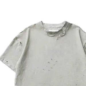 เสื้อยืดโอเวอร์ไซส์ทรงวินเทจสำหรับผู้ชาย ผ้าฝ้ายเนื้อนุ่ม สวมใส่สบาย สไตล์สตรีทแวร์แบบครอป  ดีไซน์ทำสีซีดแบบ Distressed - Product Image 3