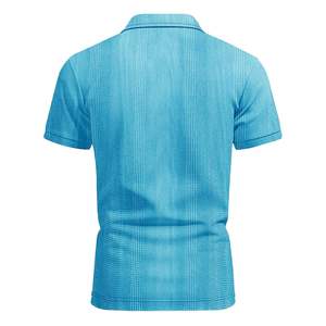 Polo homme uni bleu clair à manches courtes, décontracté, 100% coton, coupe ajustée, séchage rapide, polyester, tendance, polos décontractés pour homme - Product Image 3