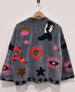 Velvet Suzani Embroidered <b>Quilted</b> Custom Camouflage Spring Flash Reflective Windbreaker Bomber <b>Jacket</b> Night Glowing Letter - Product Image 1