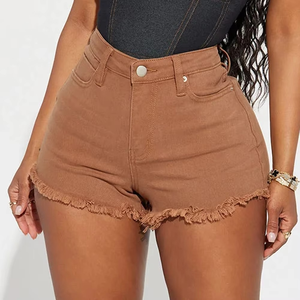 Pantalones cortos de mezclilla de nueva moda para mujer, pantalones cortos informales y de calle sin costuras para entrenamiento deportivo personalizado para gimnasio, cómodos para mujer - Product Image 1