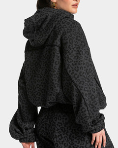 Conjunto Deportivo de Invierno para Hombre, Talla Grande, Diseño Personalizado, Sudadera con Capucha Negra con Estampado de Leopardo, Dos Piezas, Transpirable - Product Image 4