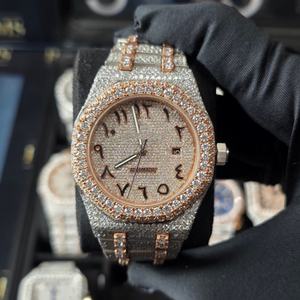 Reloj Árabe de Moissanita Completa, Estilo Real con Diamantes VVS, Miyota Automático, Resistente al Agua 3BAR, Analógico, de Acero Inoxidable, Clásico y de Moda - Product Image 1