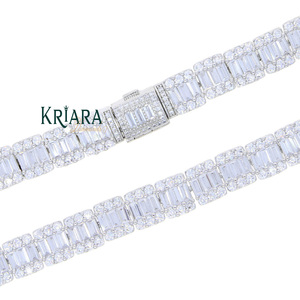 กำไลข้อมือเพชรแล็บโกรว์สีขาวทองคำขาว 925 สำหรับผู้ชาย ทรงบาแกตต์ สี D รับรองโดย IGI เครื่องประดับแต่งงานคลาสสิก - Product Image 5