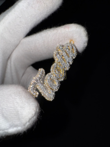 Fully Iced Out Lab Grown Diamond Custom Cursive Letter Name Necklace 14K <b>Solid</b> <b>Gold</b> Unique Luxury Charm <b>Pendant</b> Gift for Her Him - Product Image 4