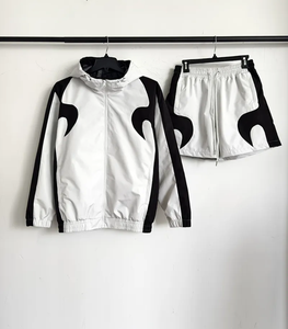 Conjunto Deportivo Corto para Hombre, Chaqueta con Cierre y Pantalones Cortos, Diseño Color Block, Reflectante, de Nailon, Personalizable - Product Image 3