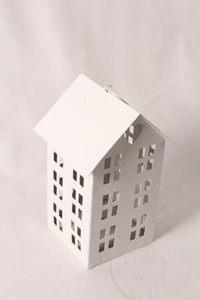 Portavelas de Hierro con Forma de Casa Blanca, Diseño Artesanal, Decoración Navideña para el Hogar, Ligero, Diseño Cuadrado, Modelo CH885 - Product Image 5