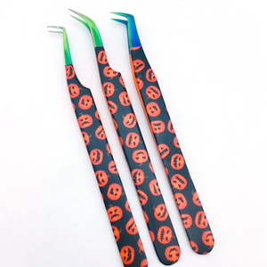 Pinzas para pestañas Black Silver Grip con punta de fibra, embalaje en caja rosa, etiqueta privada, para volumen, en venta. - Product Image 1