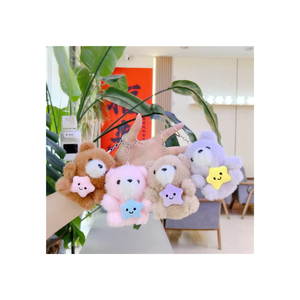 Cute Plush Bear Keychain 3D <b>Shape</b> Soft Toy Cartoon Animal Pendant Faux Fur White With Metal Clip - Product Image 3