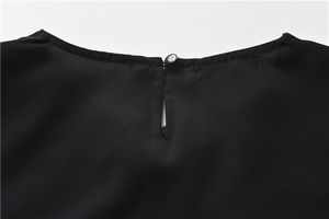 ODM élégant couleur unie noir 3/4 demi-manches t-shirt pour enfant fille - Product Image 6