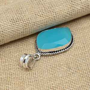 Joyería de Calcedonia Azul, Colgante de Plata de Ley 925 Hecho a Mano, Colgante de Plata Elegante, Regalo de Boda - Product Image 2