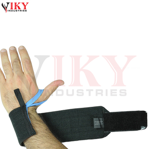 Bandes de compression réglables noires de qualité supérieure pour poignets, avec boucles de pouce bleues, pour la musculation (vente en gros) - Product Image 4