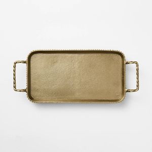 Elegante bandeja de latón multiusos, perfecta para organizar accesorios, servir refrescos, exhibir artículos decorativos y decorar el hogar de forma moderna. - Product Image 4