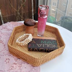 Hexagon Natural Home Decor <b>Snack</b> Serving Rattan Woven <b>Tray</b> Candy Storage <b>Snacks</b> <b>Trays</b> Wholesale From Vietnam - Product Image 5