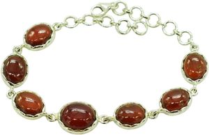 Top New Solid 925 Sterling Silver Oval <b>Red</b> Garnet Stone <b>Bracelet</b> Bezel Set Chain Link Women's Classic Everyday Wear Fine Jewelry - Product Image 5