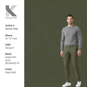 Tissu en coton et élasthanne le plus vendu, 260 GSM, sergé 3/1, bi-extensible, textile chino, fournisseur en gros OEM ODM - Product Image 1