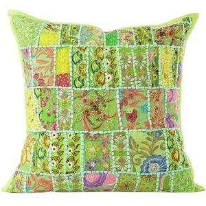 Indien fabriqué à la main ethnique Patchwork carré housse de coussin décor à la maison Patchwork housse de coussin broderie taies d'oreiller - Product Image 1